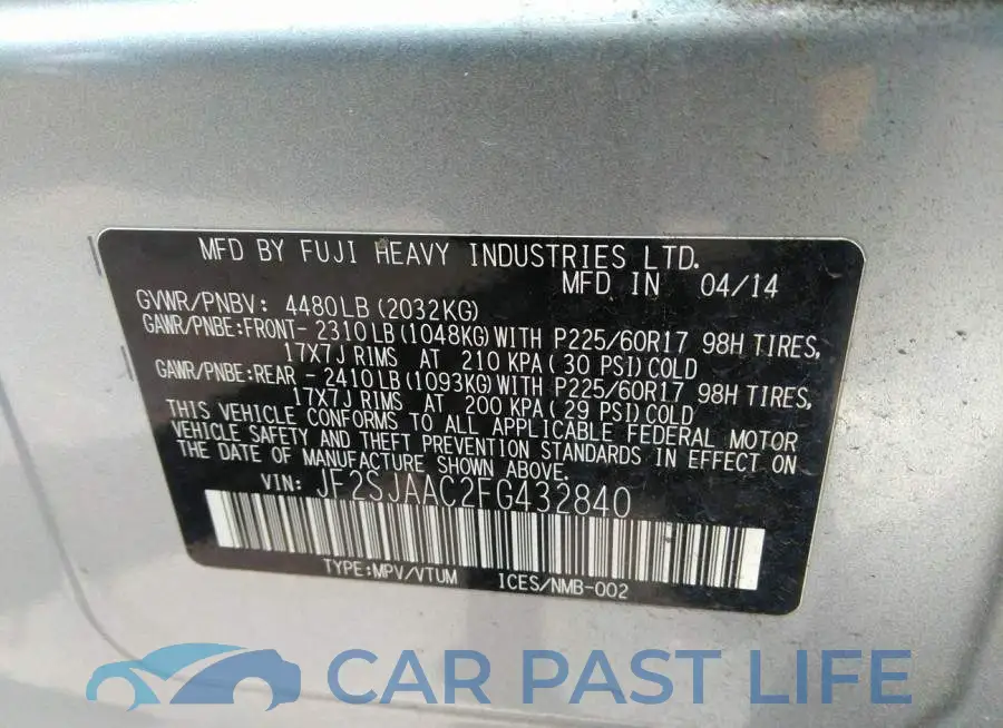 JF2SJAAC2FG432840# 9