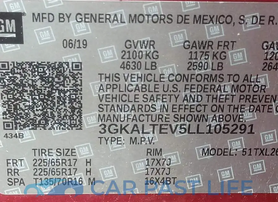 3GKALTEV5LL105291# 9