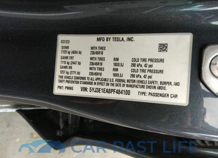 5YJ3E1EA8PF484100# 9