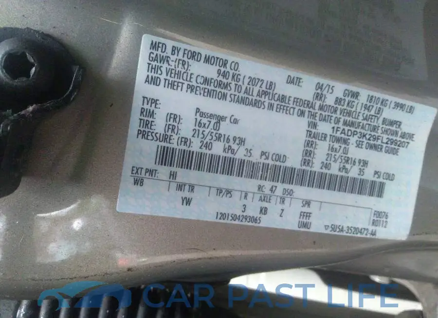 1FADP3K29FL299207# 9