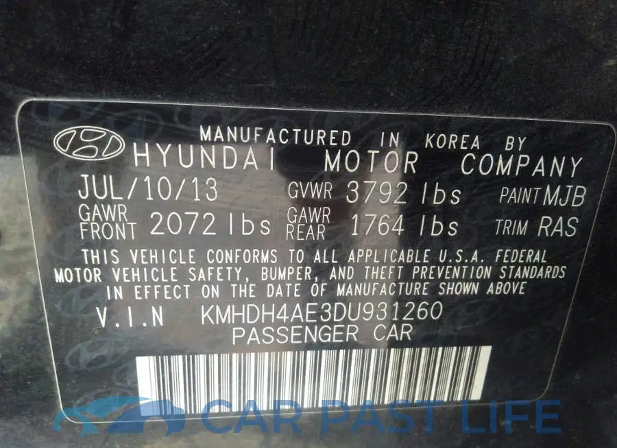 KMHDH4AE3DU931260# 9