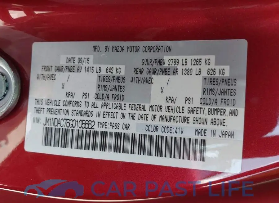 JM1NDAC76G0105662# 9