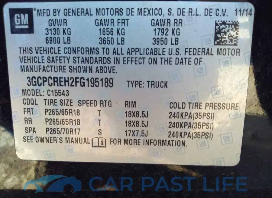3GCPCREH2FG195189# 9