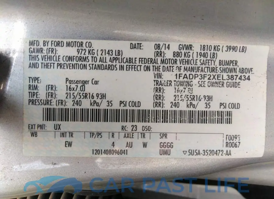 1FADP3F2XEL387434# 9