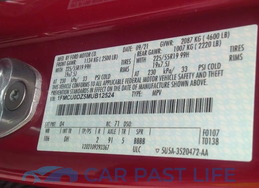 1FMCU0DZ5MUB12524# 9