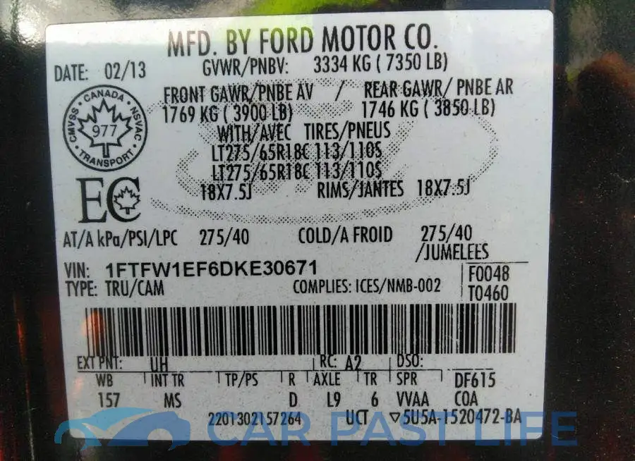 1FTFW1EF6DKE30671# 9