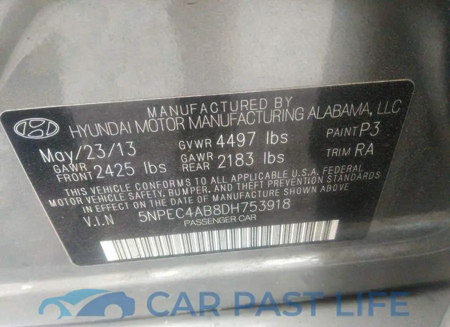 5NPEC4AB8DH753918# 9