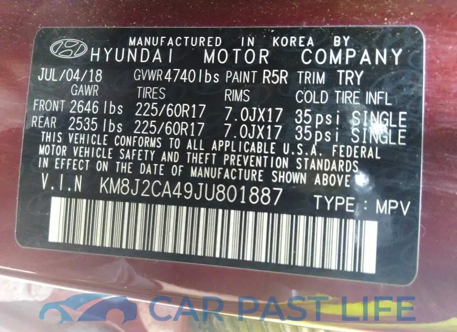 KM8J2CA49JU801887# 9