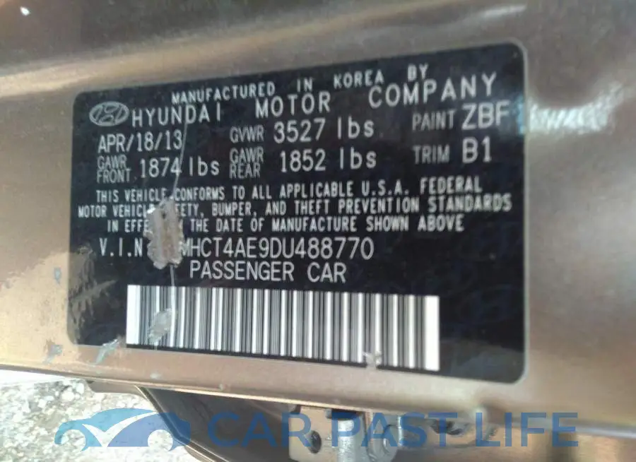 KMHCT4AE9DU488770# 9