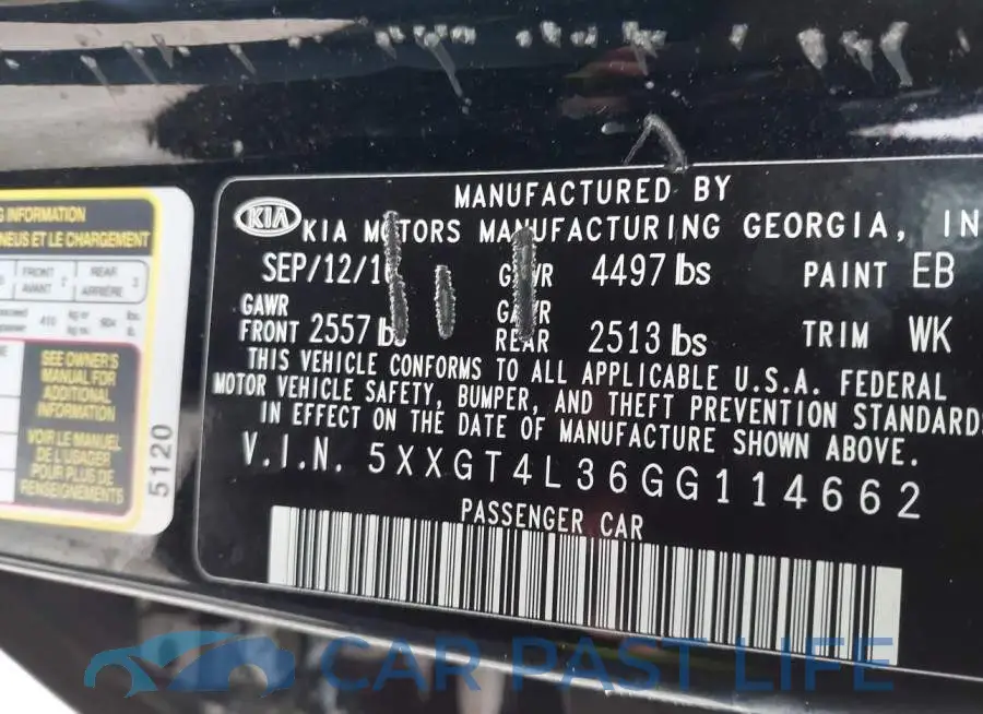 5XXGT4L36GG114662# 9