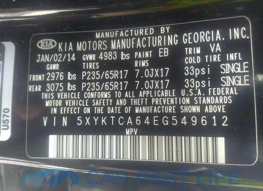 5XYKTCA64EG549612# 9