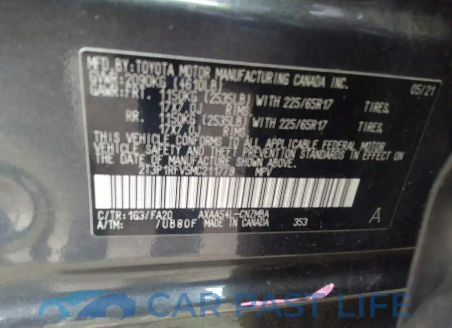 2T3P1RFV5MC211779# 9