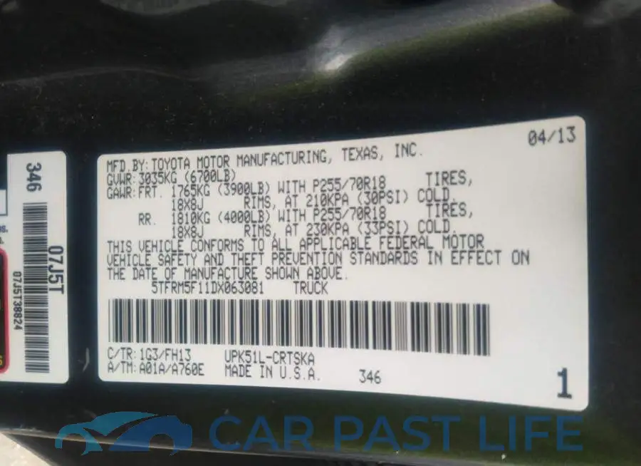 5TFRM5F11DX063081# 9