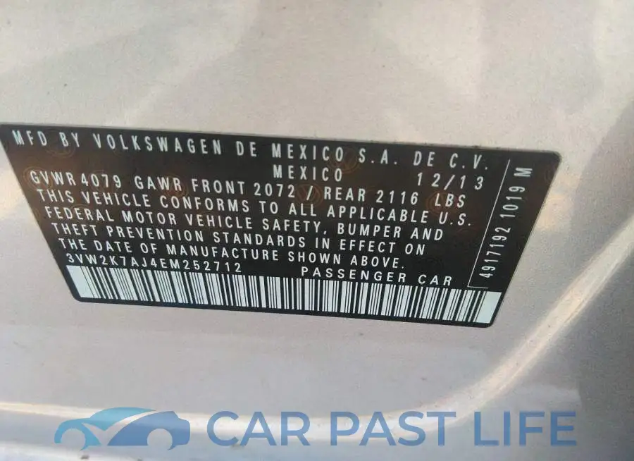 3VW2K7AJ4EM252712# 9