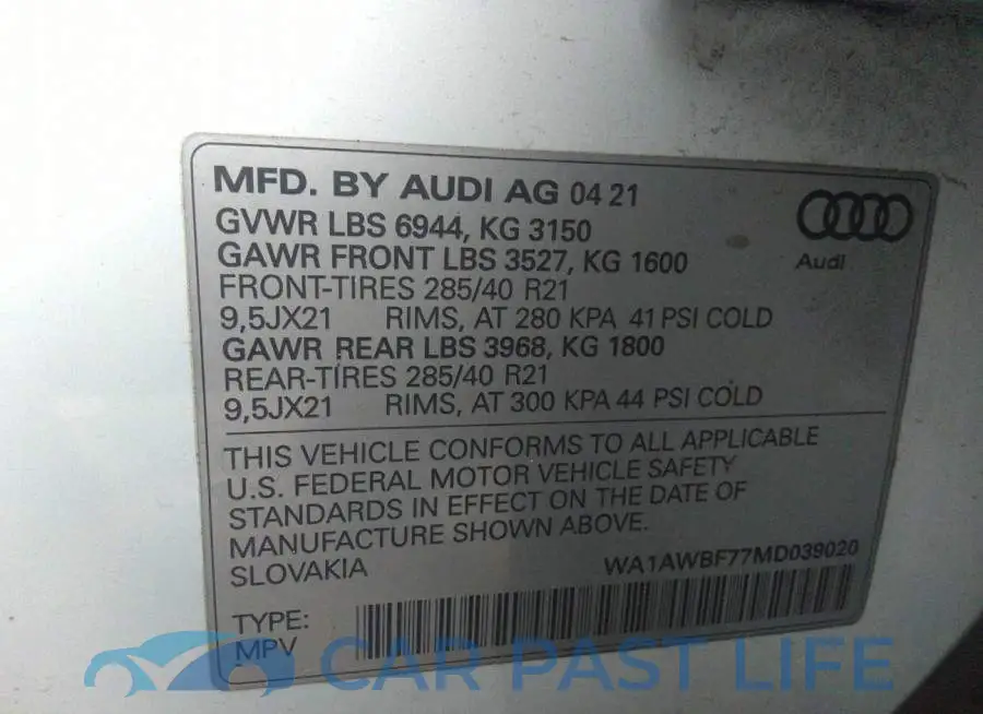 WA1AWBF77MD039020# 9
