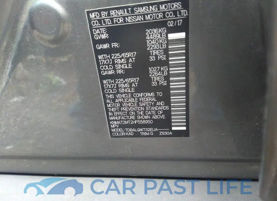 KNMAT2MT2HP558950# 9