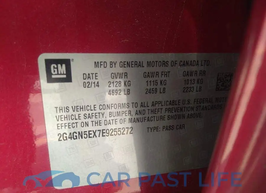 2G4GN5EX7E9255272# 9