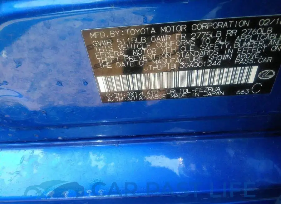 JTHBP1BL3GA001244# 9