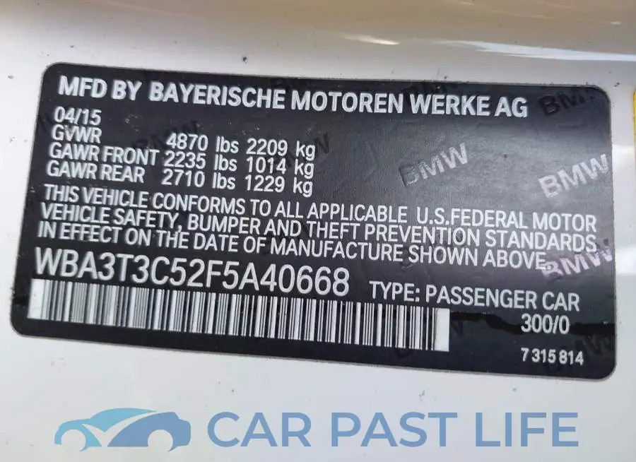 WBA3T3C52F5A40668# 9
