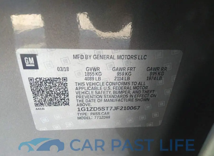 1G1ZD5ST7JF210067# 9
