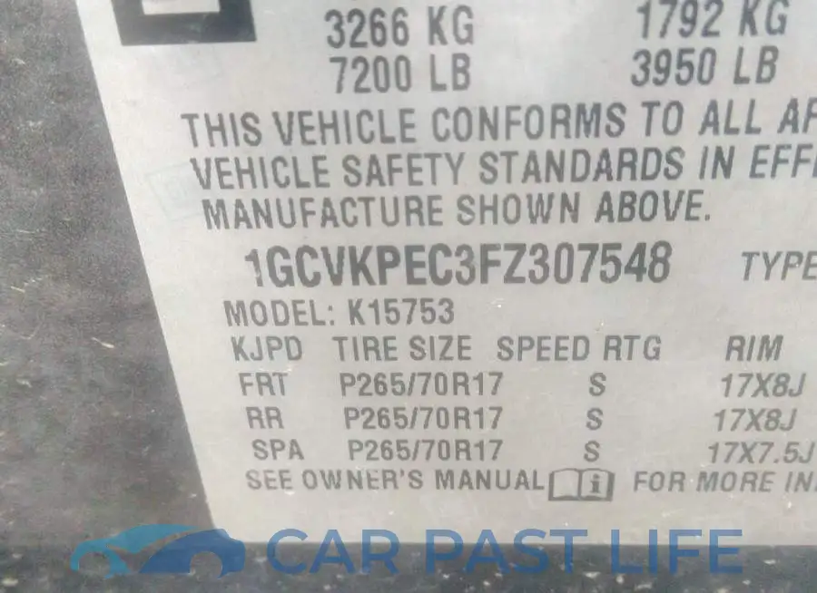 1GCVKPEC3FZ307548# 9