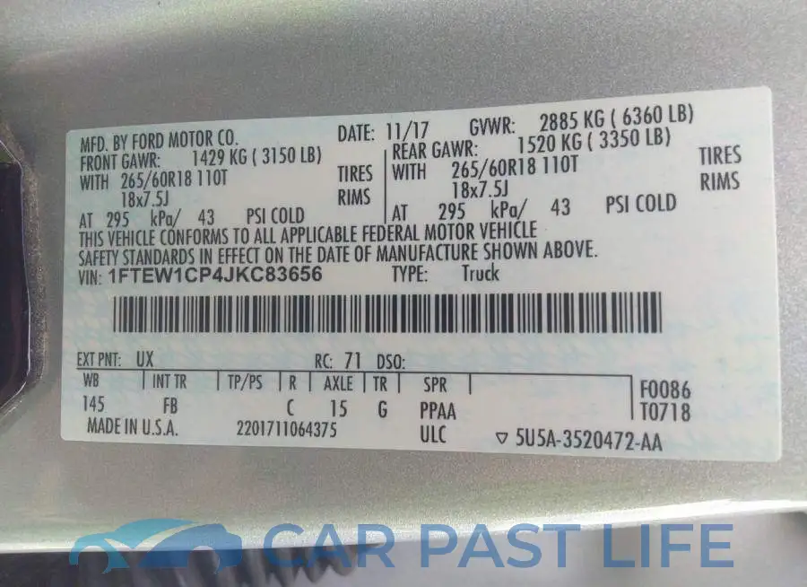 1FTEW1CP4JKC83656# 9