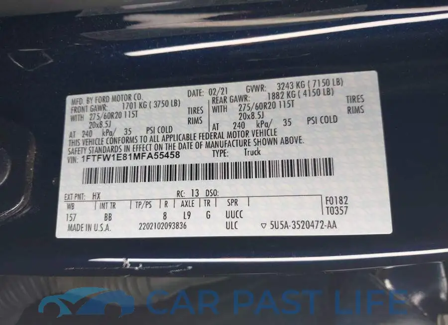 1FTFW1E81MFA55458# 9
