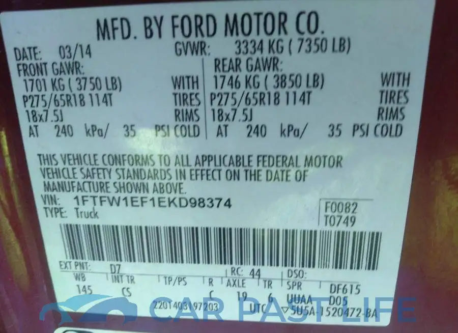 1FTFW1EF1EKD98374# 9