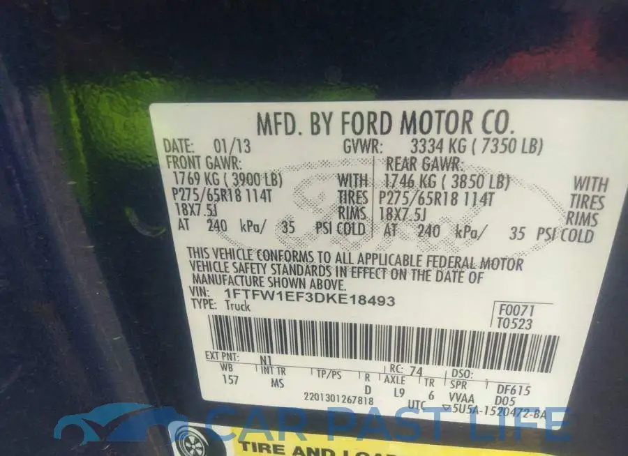 1FTFW1EF3DKE18493# 9