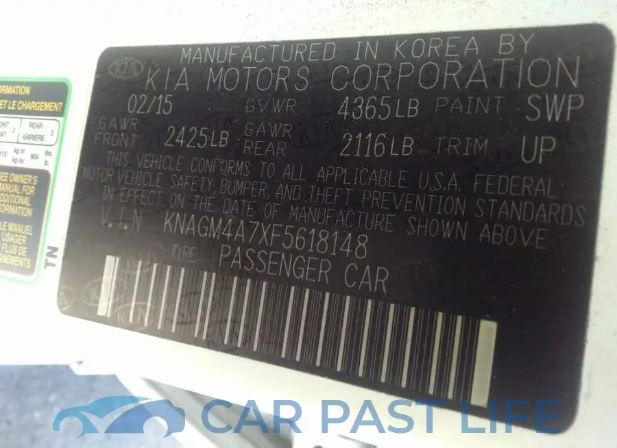 KNAGM4A7XF5618148# 9