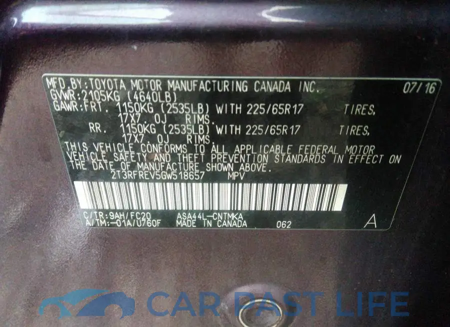 2T3RFREV5GW518657# 9