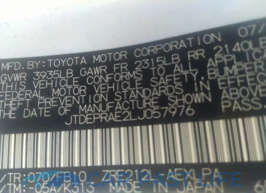 JTDEPRAE2LJ057976# 9
