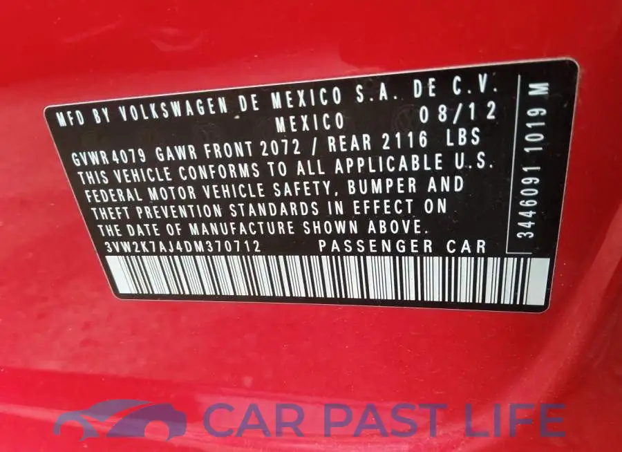 3VW2K7AJ4DM370712# 9