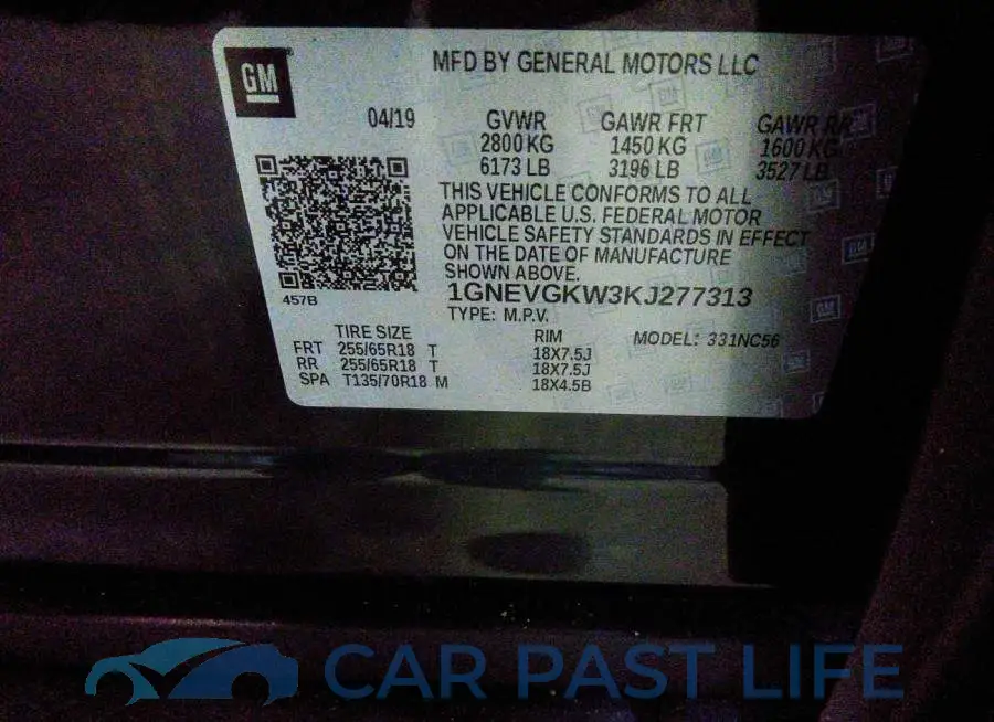 1GNEVGKW3KJ277313# 9