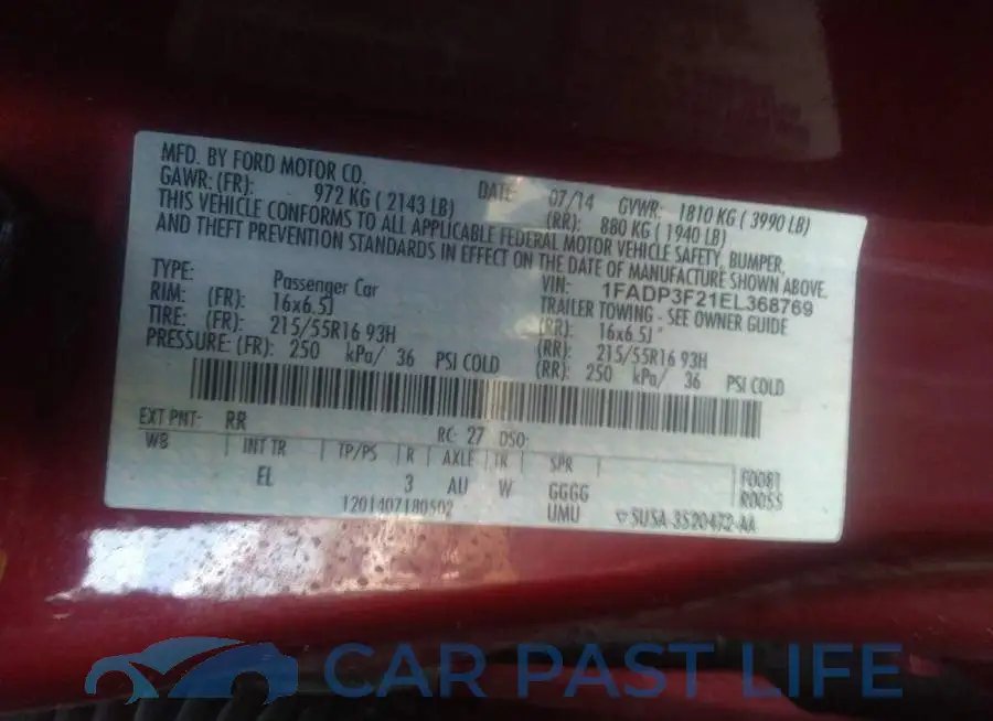 1FADP3F21EL368769# 9