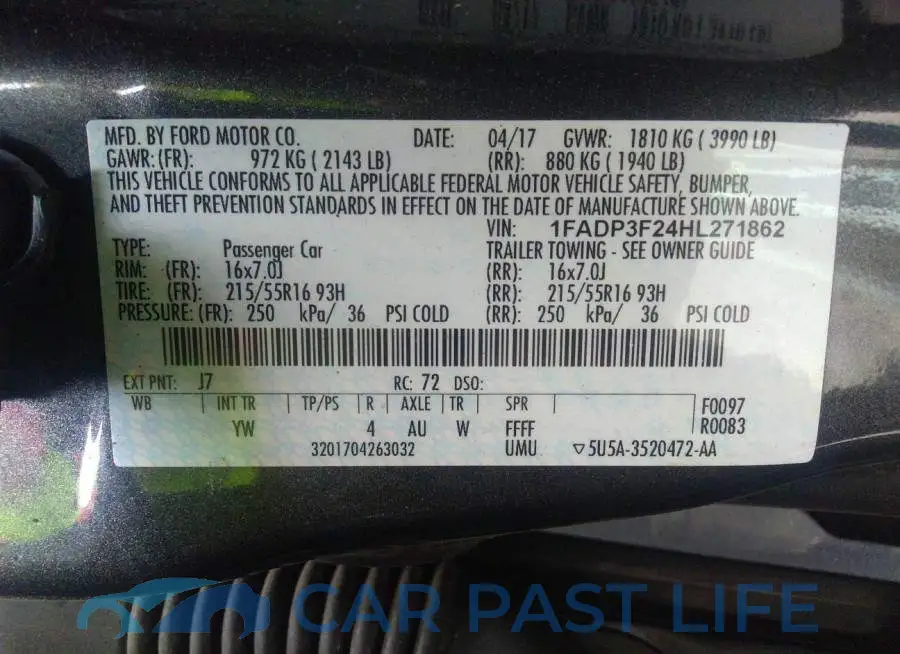 1FADP3F24HL271862# 9