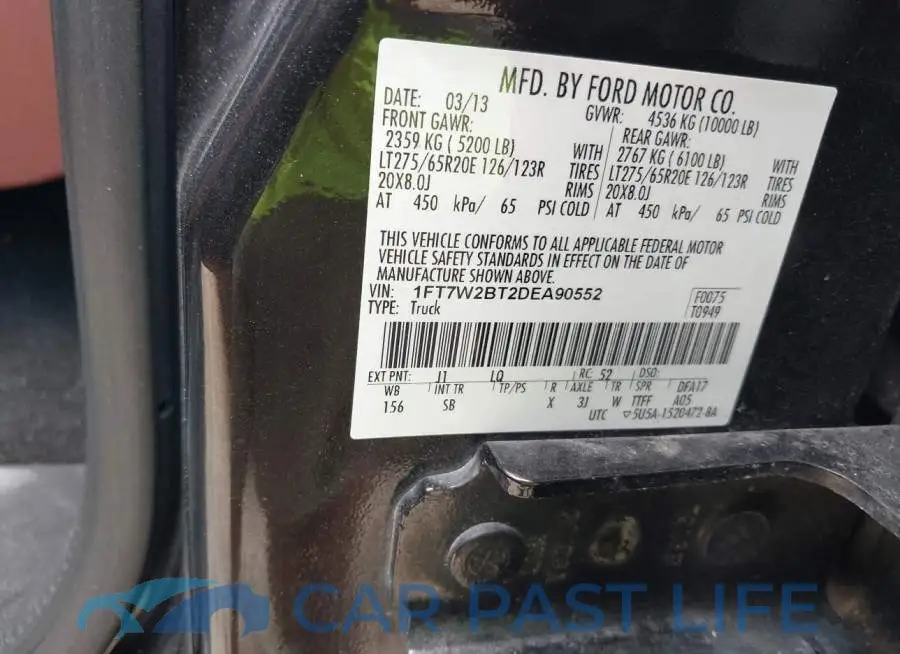 1FT7W2BT2DEA90552# 9