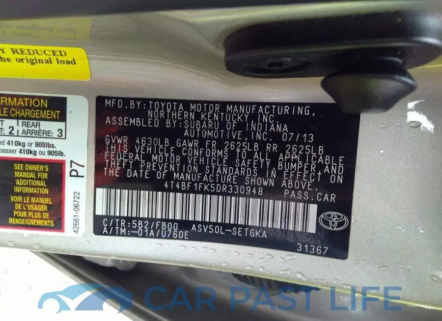 4T4BF1FK5DR330948# 9