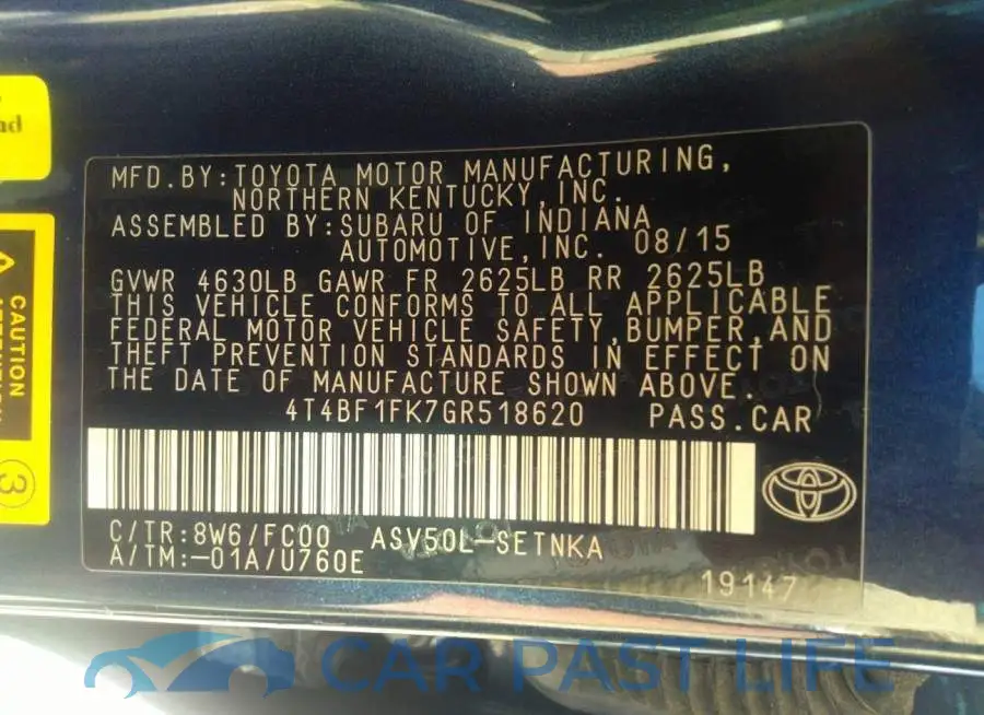 4T4BF1FK7GR518620# 9