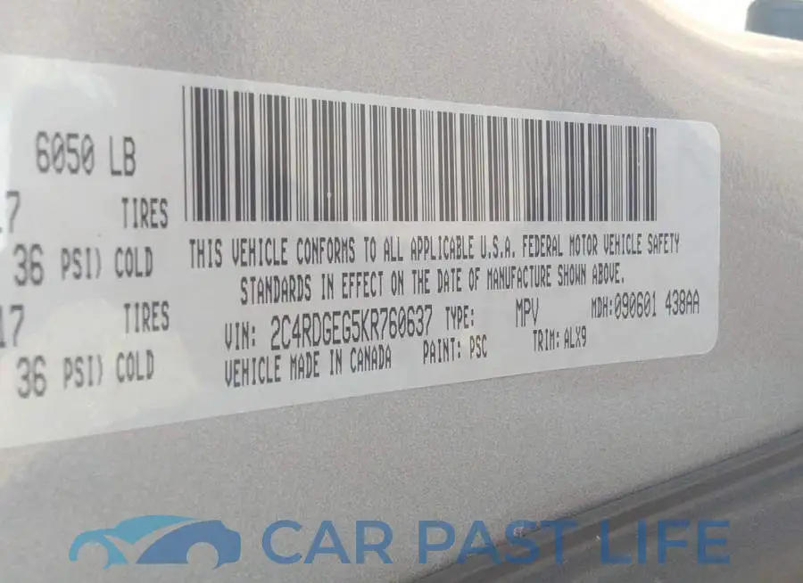 2C4RDGEG5KR760637# 9
