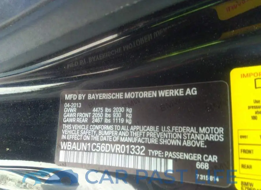WBAUN1C56DVR01332# 9