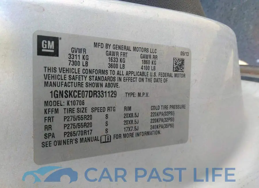 1GNSKCE07DR331129# 9