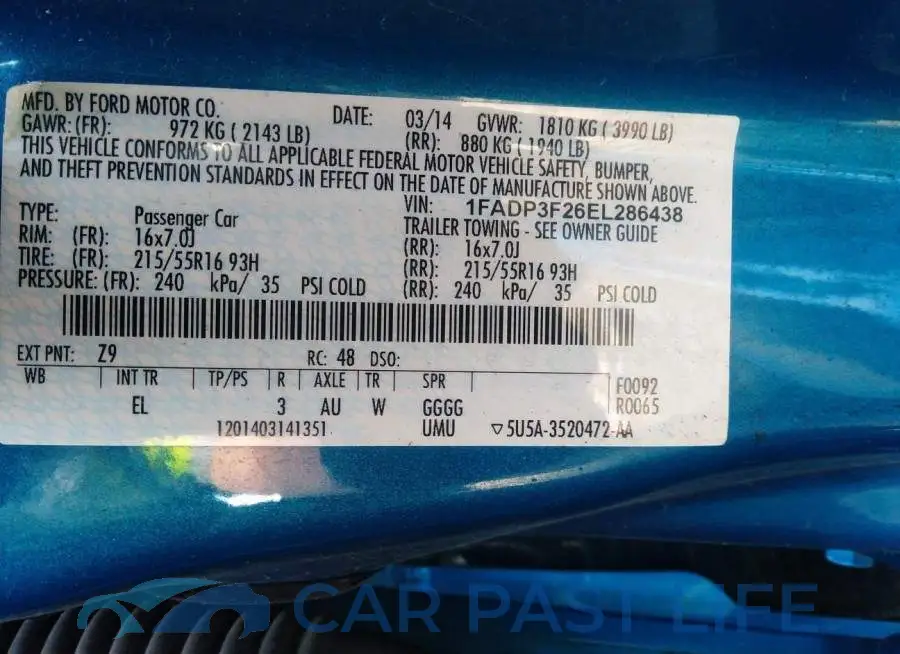 1FADP3F26EL286438# 9