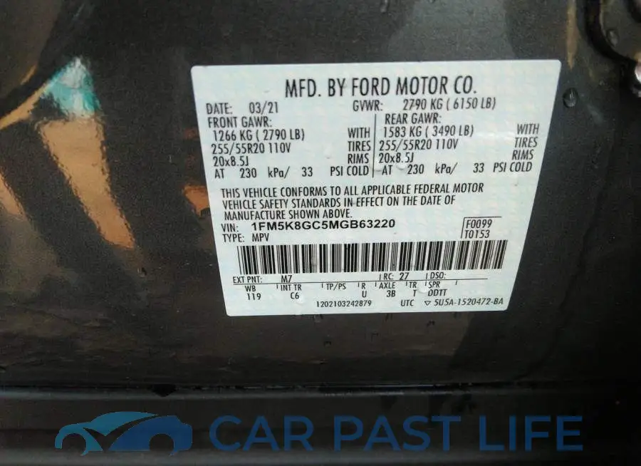 1FM5K8GC5MGB63220# 9