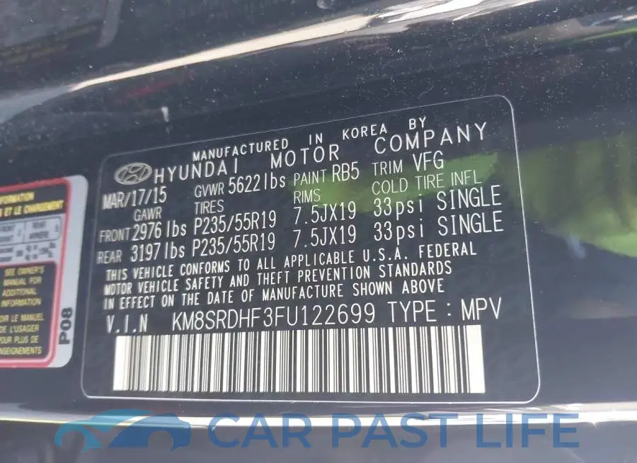 KM8SRDHF3FU122699# 9