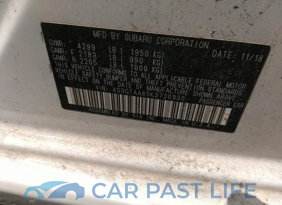 4S3GTAA65K3720930# 9