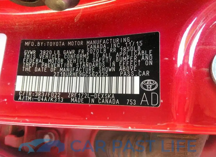 2T1BURHE9GC562335# 9