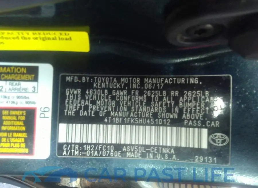 4T1BF1FK5HU451012# 9
