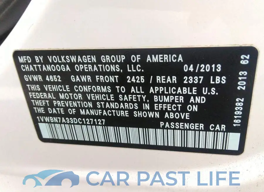 1VWBN7A33DC127127# 9