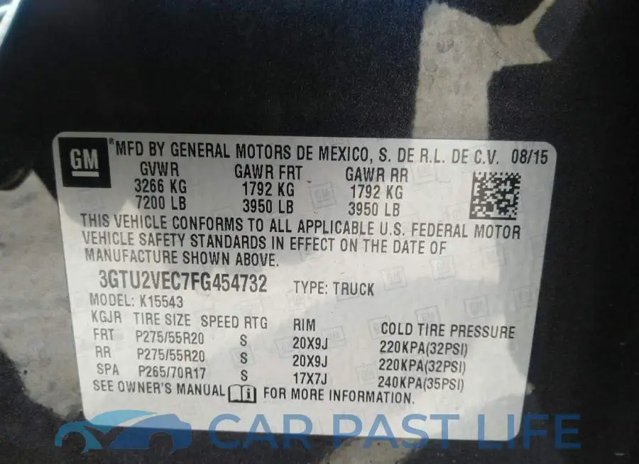3GTU2VEC7FG454732# 9